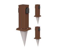 ledscom.de 3x Polly presa a colonna da giardino con picchetto a terra per esterni, IP44, 2-gang, marrone, quadrato, 27cm
