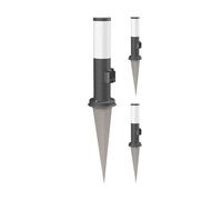 ledscom.de 3x PORU bitta luminosa con picchetto a terra per esterni, antracite, rotonda, 38,5 cm, attacco, incl. lampada E27, 471lm, bianco extra-caldo