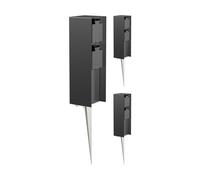 ledscom.de 3 pz. presa da giardino POMI con picchetto a terra per esterni, IP44, 2 vie, nero, quadrato, 23cm