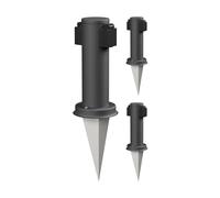 ledscom.de 3x presa di corrente da giardino a colonna PORU con picchetto a terra per esterni, 2-gang, acciaio inox, antracite, rotonda, 27cm