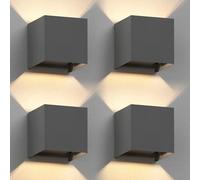 ledscom.de 4 applique CUBEL per esterni, antracite, IP65, illuminazione verso l'alto e verso il basso, quadrate + lampadina LED da 501 lm, bianco caldo