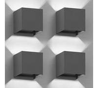 ledscom.de 4 x CUBEL lampada da parete per esterni, antracite, IP65, Up