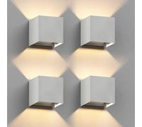 ledscom.de 4 x CUBEL lampada da parete per esterni, IP65, up/downlight, bianco opaco, quadrata, 1x G9 max. 10W