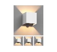 ledscom.de 4 applique CUBEL per esterni, IP65, illuminazione verso l'alto/verso il basso, sensore di movimento, bianco opaco, quadrate, 1x G9 max. 10 W