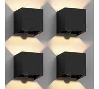 ledscom.de Applique da esterni CUBEL 4 pz. IP65 up/downlight rilevatore di movimento nero