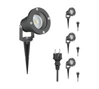 ledscom.de 4 faretti da giardino a LED DUK antracite con picchetto da terra per esterni, IP65, con riflettore LED GU10 incluso (bianco caldo, 5,4 W, 510 lm, 45°)