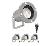 ledscom.de 4 faretti da giardino a LED DUK grigi per esterni, IP65, con lampadina GU10 inclusa (bianca, 8,2 W, 1179 lm, 33°)