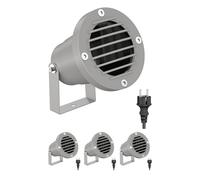 ledscom.de 4 faretti da giardino DUK, griglia per esterni, IP65, spina, grigio, 1x GU10 max. 15W