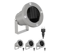 ledscom.de 4 faretti da giardino DUK per esterni, IP65, spina, grigio, 1x GU10 max. 15W