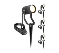 ledscom.de 4 faretti da giardino SHINGA con picchetto a terra per esterni, IP65, spina, antracite, incl. lampada LED GU10 630lm, bianco caldo