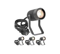 ledscom.de 4 faretti da giardino SHINGA per esterni, IP65, con spina, antracite, 1x GU10 max. 15 W