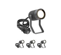 ledscom.de 4 faretti da giardino SHINGA per esterni, IP65, con spina, antracite, con lampadina LED GU10 da 630 lm, bianco caldo