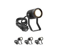 ledscom.de 4 faretti da giardino SHINGA per esterni, IP65, spina, nero, incl. lampada LED GU10 630lm, bianco caldo