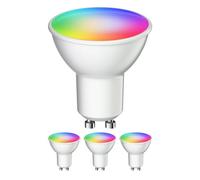 ledscom.de 4 lampadine GU10 LED RGB, PAR16, bianco caldo - bianco freddo (2900-6200 K), 5,5 W, 473lm, 103°, Smart Home, WLAN, Alexa, opaco