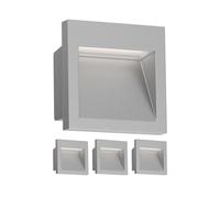 ledscom.de 4 LED applique da incasso NOLA, downlight per esterni, IP54, grigio opaco, 90 x 90 mm, bianco caldo