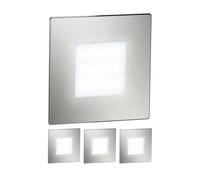ledscom.de 4 LED luce per scale/apparecchio da incasso FEX per interni ed esterni, angolare, acciaio inox, 85 x 85 mm, bianco freddo