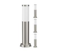 ledscom.de 4 pezzi bitta luminosa PORU per esterni, acciaio inox, rotonda, 38,5 cm, incl. lampadina E27 3,99W bianco extra-caldo 471lm