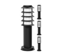 ledscom.de 4 pezzi bitta luminosa PORU per esterni, IP44, griglia, 39cm, nero, incl. lampada E27 471lm, bianco extra-caldo