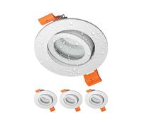 ledscom.de 4 pezzi cornice da incasso a soffitto per bagno ERID, a prova di umidità, bagno, IP44, rotonda, orientabile, bianco opaco