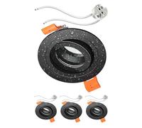 ledscom.de 4 pezzi cornice da incasso a soffitto per bagno ERID, a prova di umidità, bagno, IP44, rotonda, orientabile, nero opaco, incl. presa GU5.3