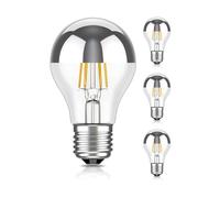 ledscom.de 4 pezzi E27 lampadina LED, A60, bianco caldo (2700 K), 4,1 W, 461lm, specchio di testa (argento)
