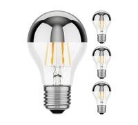 ledscom.de 4 pezzi E27 lampadina LED, A60, bianco caldo (2700 K), 6 W, 667lm, testa a specchio (argento)