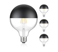 ledscom.de 4 pezzi E27 lampadina LED, G125, bianco caldo (2700 K), 6,7 W, 660lm, testa a specchio (nero)