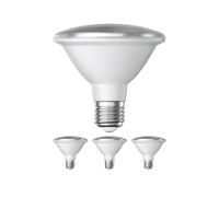 ledscom.de 4 pezzi E27 lampadina LED, PAR30 collo corto, bianco caldo (2700 K), 12,9 W, 994lm, 42°, specchio riflettore (argento)