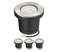 ledscom.de 4 pezzi lampada da incasso a pavimento BOFU per esterni orientabile in acciaio inox IP67 150mm Ø incl. lampada LED GU10 630lm bianco caldo