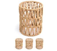 ledscom.de 4 pezzi Paralume in corda boho fatto a mano, intrecciato, beige naturale, Ø 120 mm