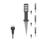 ledscom.de 4 pz. bitta luminosa PORU con picchetto a terra e cavo da 2m per esterni, IP44, griglia, 39cm, antracite, incl. lampada E27 max. 1020lm, bianco