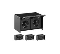 ledscom.de 4 pz. presa a muro STEDDA, IP44, acciaio inox - presa a muro resistente alle intemperie, nera, orizzontale, con 2 prese per giardino, terrazza e aree esterne