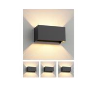 ledscom.de 4 x CUBEL lampada da parete per esterni, IP65, up/downlight, antracite opaco, rettangolare, 2x G9 max. 10W
