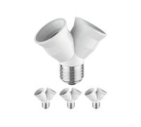 ledscom.de 4x base E27, adattatore splitter a 2 vie, bianco