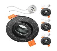 ledscom.de 4x cornici da incasso per soffitto da bagno ERID, per ambienti umidi, bagno, IP44, rotonde, orientabili, nero opaco, con portalampada GU10 incluso