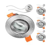 ledscom.de 4x cornici da incasso per soffitto da bagno ERID, per ambienti umidi, bagno, IP44, rotonde, orientabili, alluminio opaco, con attacco GU10 incluso