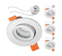 ledscom.de 4x cornici da incasso per soffitto da bagno ERID, per ambienti umidi, bagno, IP44, rotonde, orientabili, bianco opaco, con portalampada GU10 incluso
