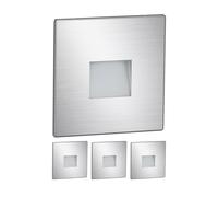 ledscom.de 4x faretti LED per scale/da incasso a parete FOW per interni ed esterni, downlight, forma angolare, acciaio inossidabile, 85 x 85 mm, bianco caldo
