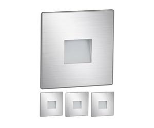 ledscom.de 4x faretti LED per scale/da incasso a parete FOW per interni ed esterni, downlight, forma angolare, acciaio inossidabile, 85 x 85 mm, bianco caldo