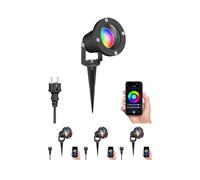 ledscom.de 4x Faretto da giardino a LED DUK picchetto nero a terra per esterni, alluminio, IP65, incl. lampada LED Smart Home RGBW GU10, 5,41W, 473lm