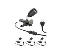 ledscom.de 4x lampada a pinza LIK, interruttore, nero opaco, 1x E27 max. 60W