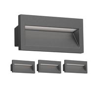 ledscom.de 4x Lampada da incasso a parete a LED NOLA, downlight per esterni, IP54, antracite opaco, 140 x 70 mm, bianco freddo