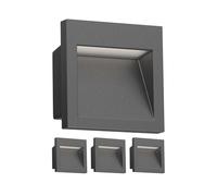 ledscom.de 4x Lampada da incasso a parete a LED NOLA, downlight per esterni, IP54, antracite opaco, 90 x 90 mm, bianco caldo