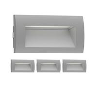 ledscom.de 4x Lampada da incasso a parete LED ZIBAL, downlight per esterni, IP65, grigio opaco, 140 x 70 mm, 3,3 W, 209lm, bianco caldo