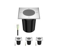 ledscom.de 4x Lampada da incasso a pavimento RELI per esterni, IP67, acciaio inox, angolare, 11 x 11 cm, 1x GU10 max. 15W, smerigliato