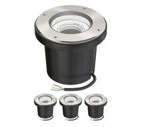 ledscom.de 4x Lampada da incasso a terra BOFU per esterni, IP67, orientabile, acciaio inox, rotonda, 150 mm Ø, 1x GU10 max. 15W