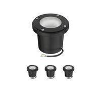 ledscom.de 4x lampada da incasso a terra BOFU per esterni, IP67, orientabile, nera, rotonda, 150mm Ø, 1x GU10 max. 15W, vetro smerigliato
