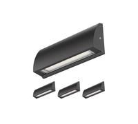 ledscom.de 4x Lampada da parete LED/luce per scale SEGIN per esterni, IP54, piatta, downlight, nero opaco, angolare, 6,3 W, 630lm, bianco freddo