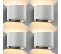 ledscom.de 4x lampada da parete RUNEL per esterni, IP65, up/downlight, bianco opaco, rotonda, 1x G9 max. 10W
