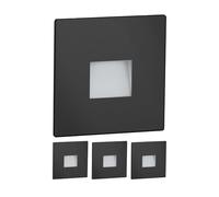 ledscom.de 4x lampada da scala a LED/faretto da incasso a parete FOW per interni ed esterni, downlight, quadrata, nera, 85 x 85 mm, bianco caldo